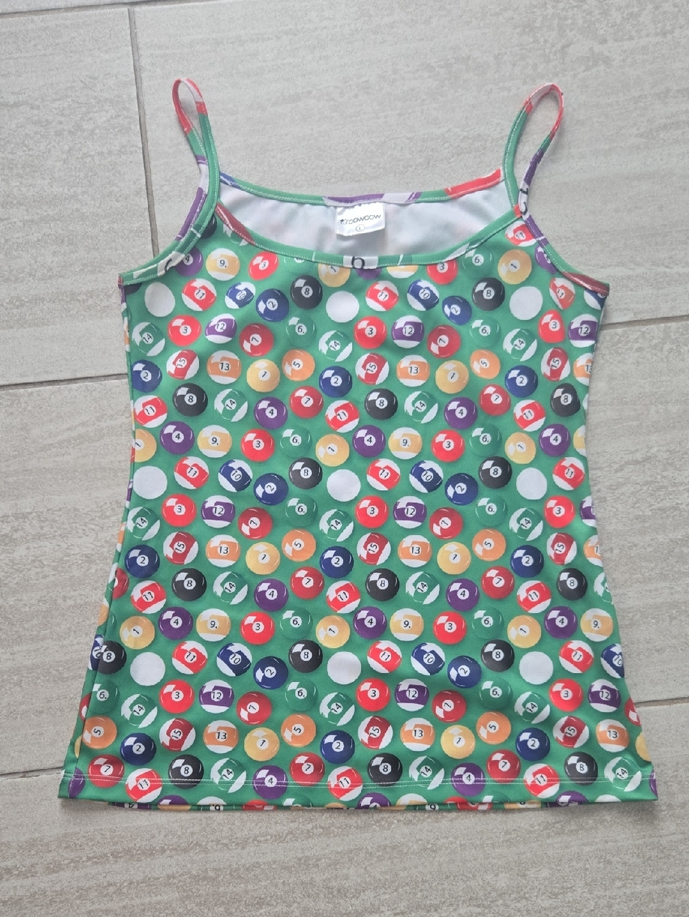 Unbranded Green Pool Ball Print Spaghetti Strap Tank Top